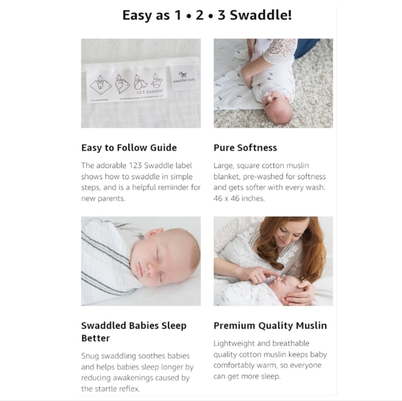 NIB Amazing Baby Muslin Swaddle Blanket in Premium Cotton Soft Black Zebra Print - Picture 10 of 11